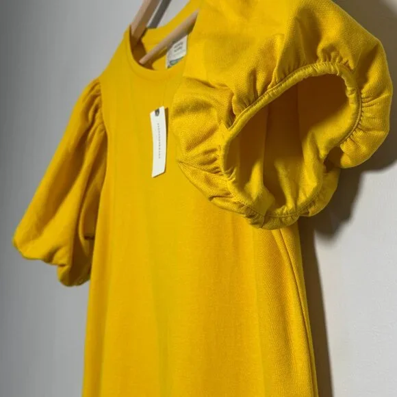 Anthropologie Saturday Sunday Sunny Day Yellow Puff Sleeve Tunic Dress Sz Small - Picture 1 of 4